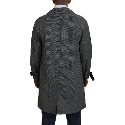 Gray Wool Plaid Long Trench Coat Jacket Trench Coat Jacket