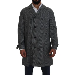 Gray Wool Plaid Long Trench Coat Jacket Trench Coat Jacket