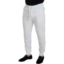 White Sport Logo Cotton Sweatpants Trousers Pants