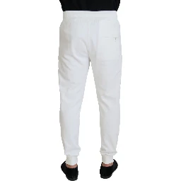 White Sport Logo Cotton Sweatpants Trousers Pants