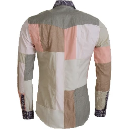 Multicolor Cotton Patchwork Slim Shirt