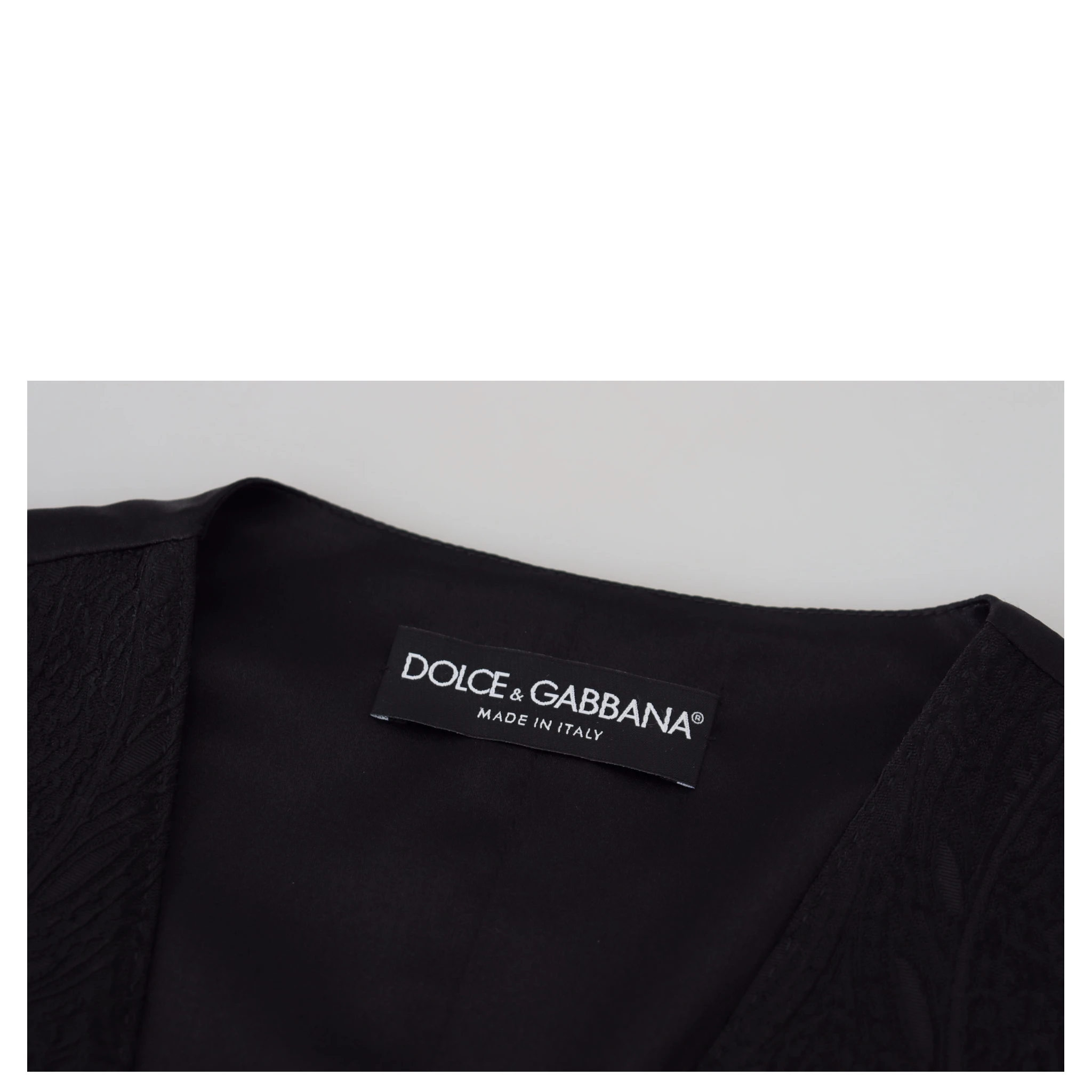 Black Brocade Button Down Sleeveless Vest Top