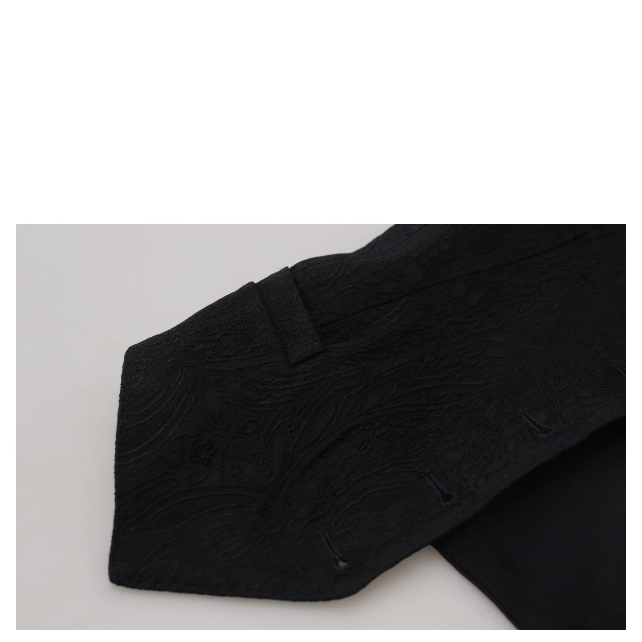 Black Brocade Button Down Sleeveless Vest Top