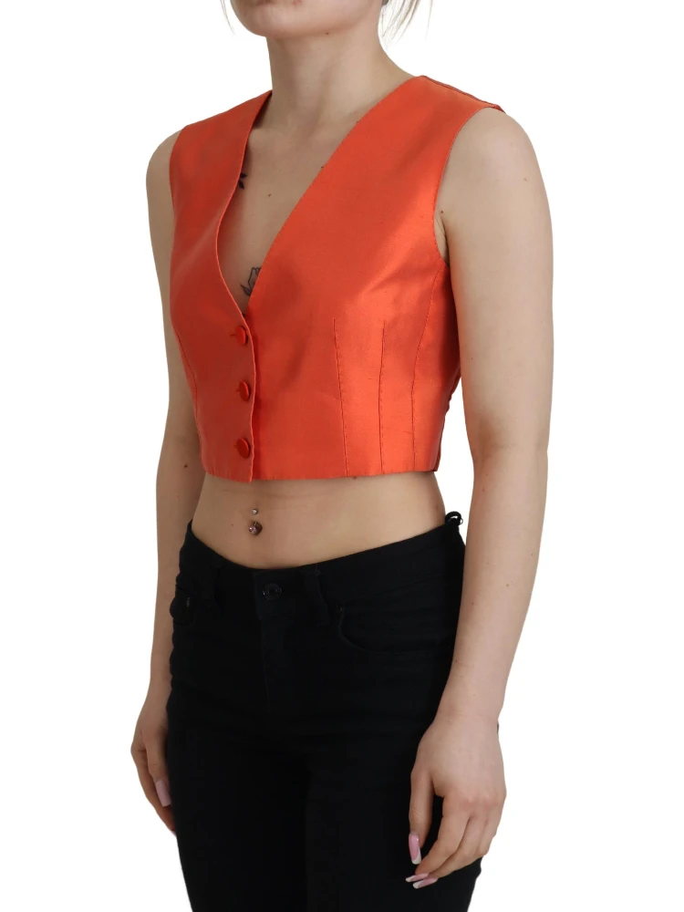 Orange Sleeveless Waistcoat Cropped Vest Top alternative