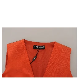 Orange Sleeveless Waistcoat Cropped Vest Top
