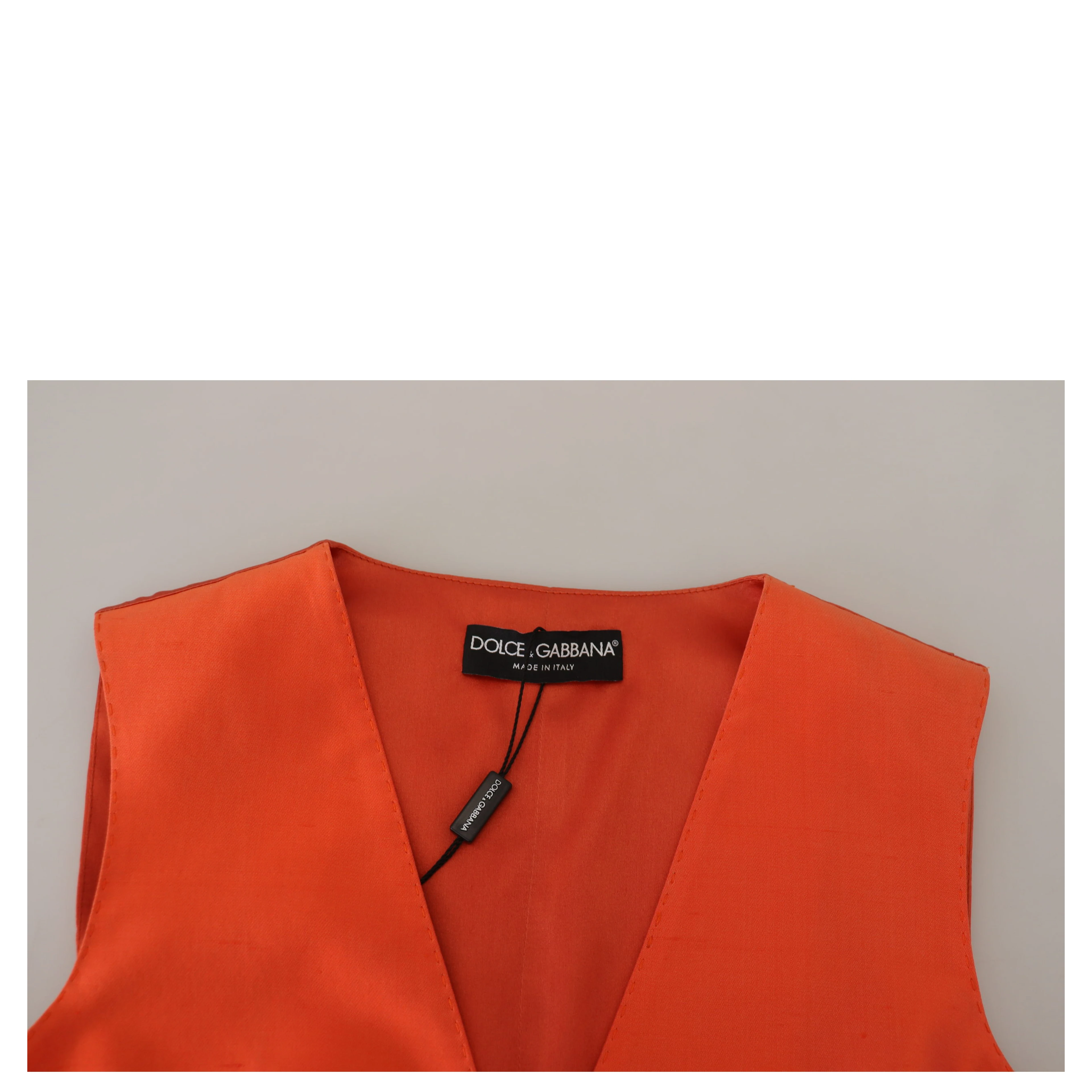 Orange Sleeveless Waistcoat Cropped Vest Top