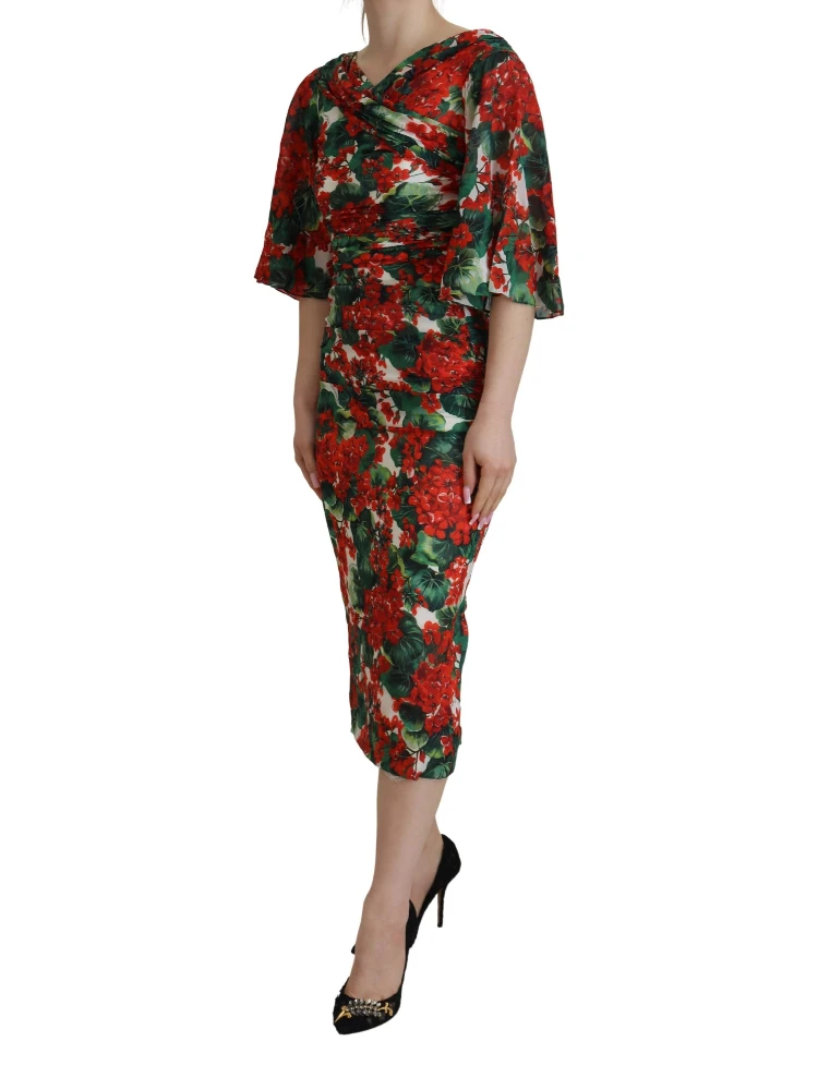 Multicolor Geranium Silk Sheath Midi Dress alternative