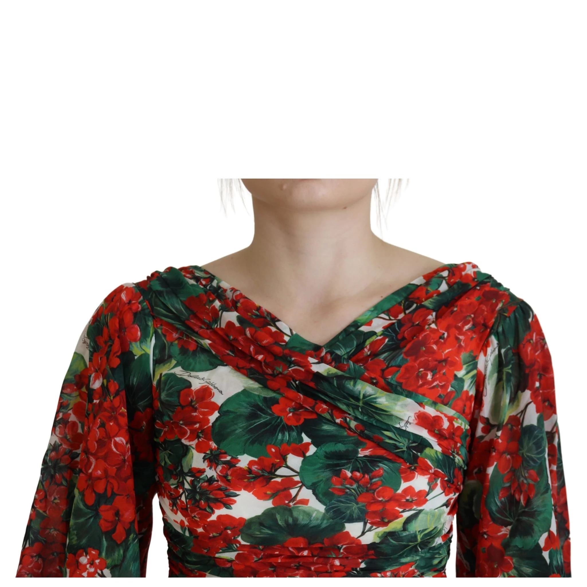 Multicolor Geranium Silk Sheath Midi Dress
