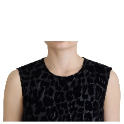 Black Leopard Shift Mini Polyester Dress