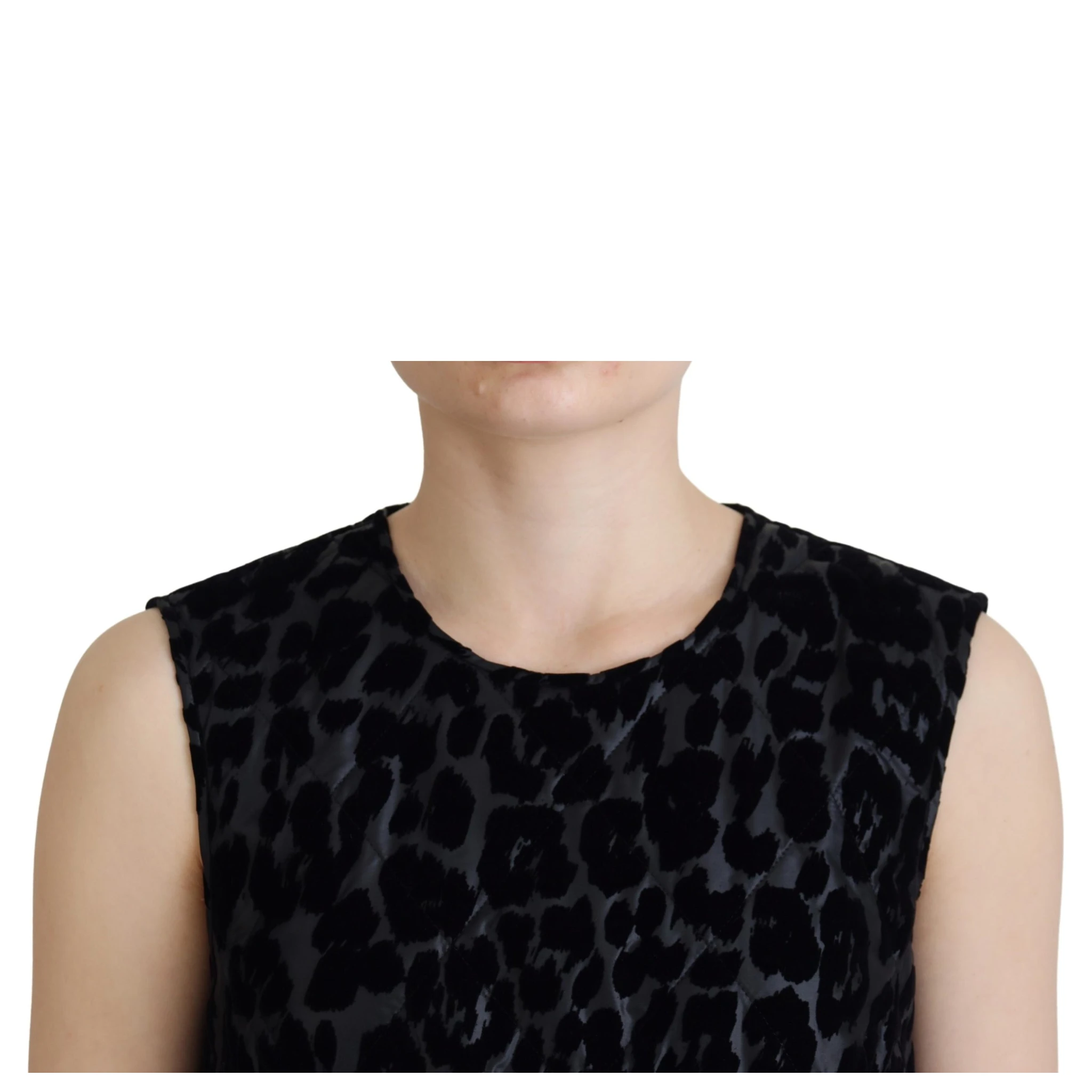 Black Leopard Shift Mini Polyester Dress