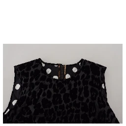 Black Leopard Shift Mini Polyester Dress
