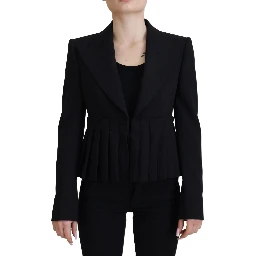 Black Single Breasted Fit Blazer Wool Jacket