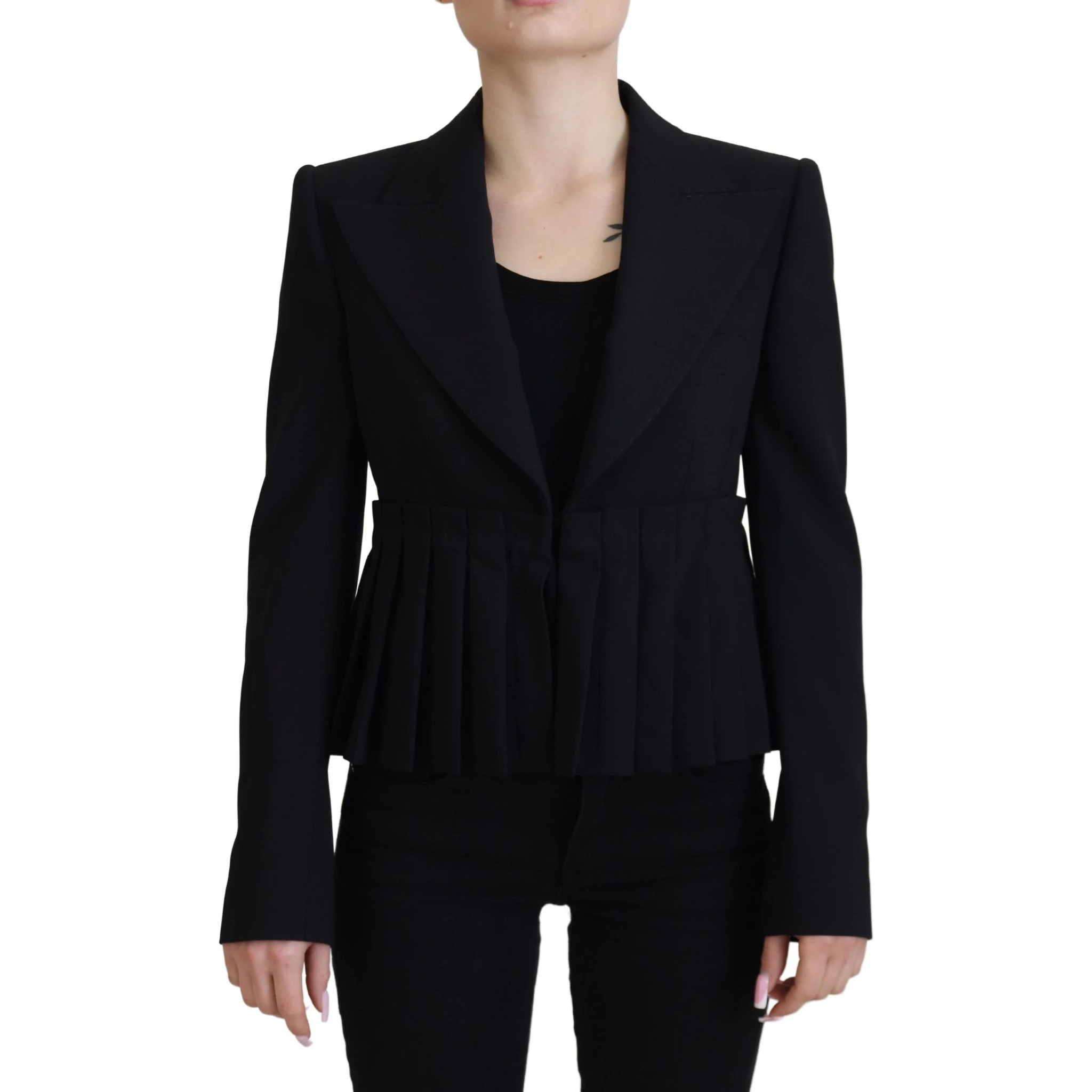 Black Single Breasted Fit Blazer Wool Jacket