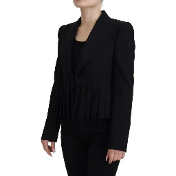 Black Single Breasted Fit Blazer Wool Jacket