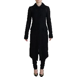 Black Button Down Long Blazer Cotton Jacket