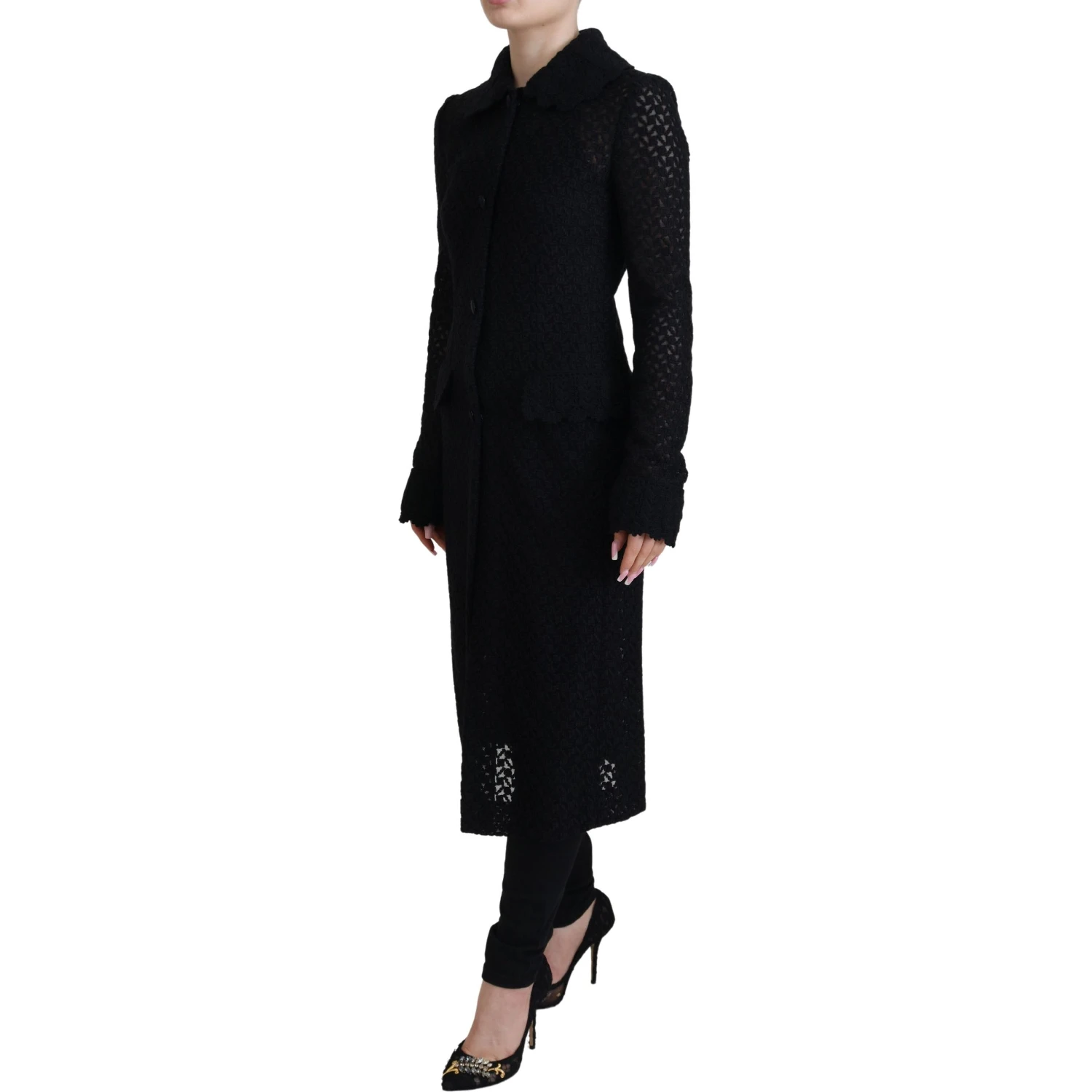 Black Button Down Long Blazer Cotton Jacket
