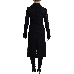 Black Button Down Long Blazer Cotton Jacket