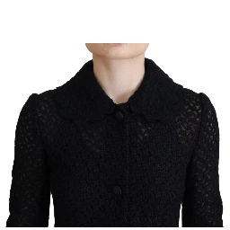 Black Button Down Long Blazer Cotton Jacket