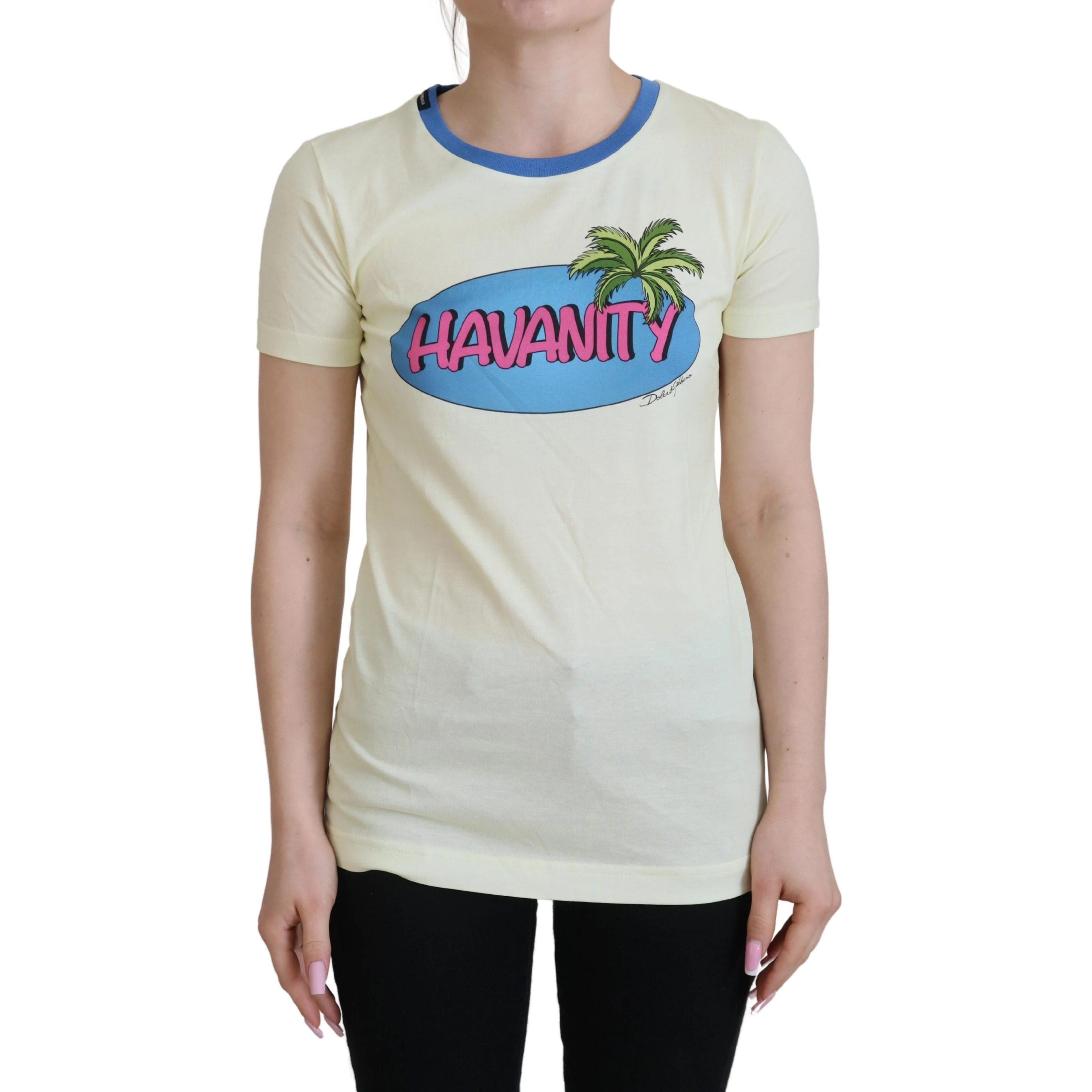Yellow Havanity Round Neck Tee Cotton T-shirt