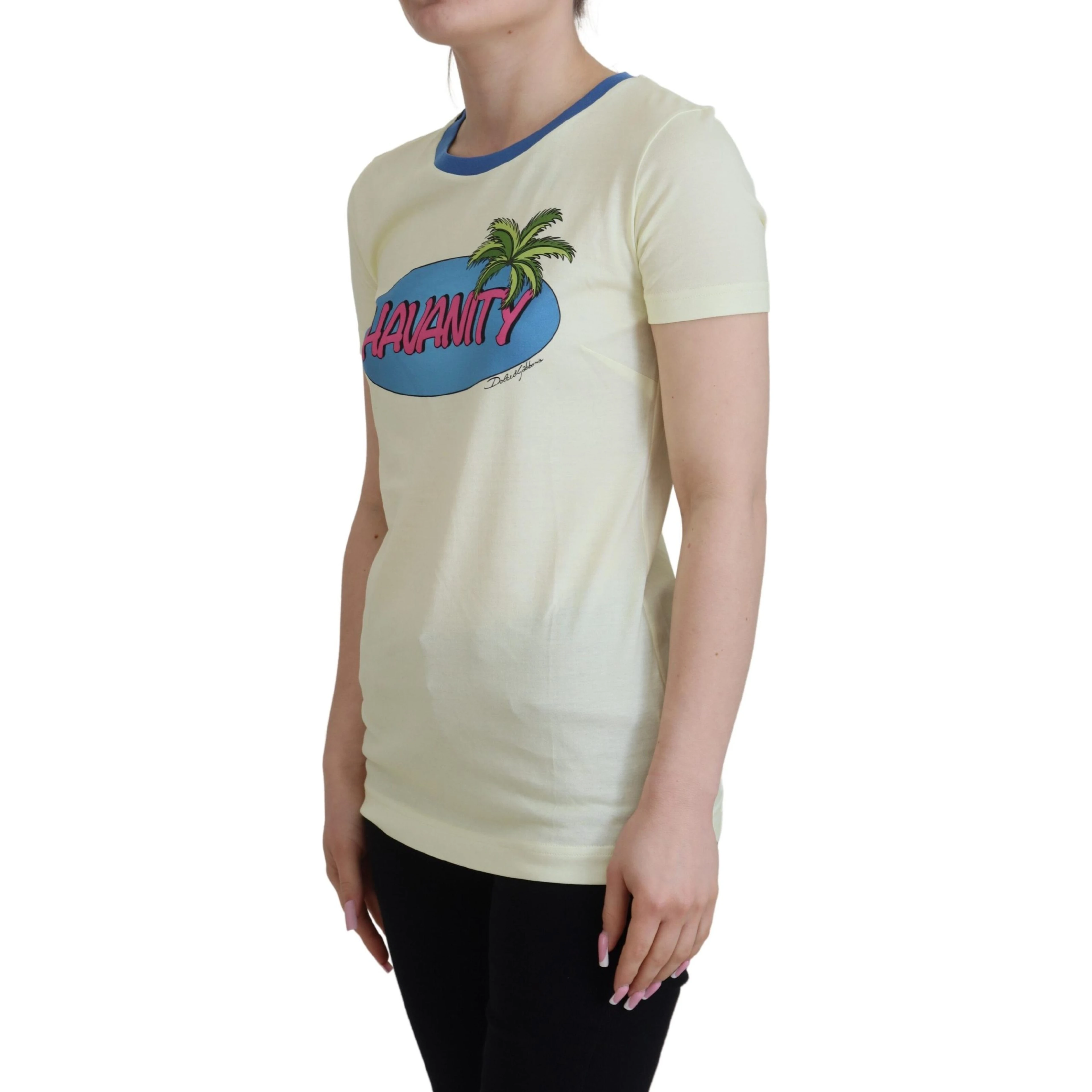 Yellow Havanity Round Neck Tee Cotton T-shirt