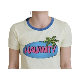 Yellow Havanity Round Neck Tee Cotton T-shirt