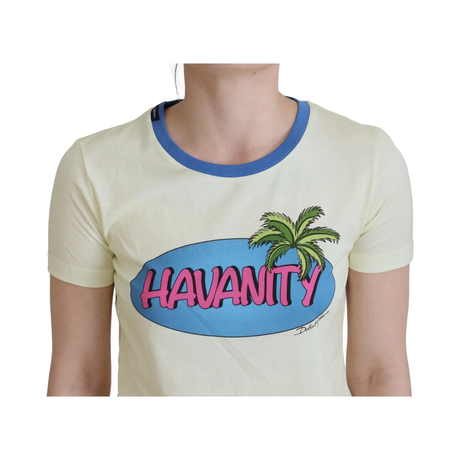 Yellow Havanity Round Neck Tee Cotton T-shirt