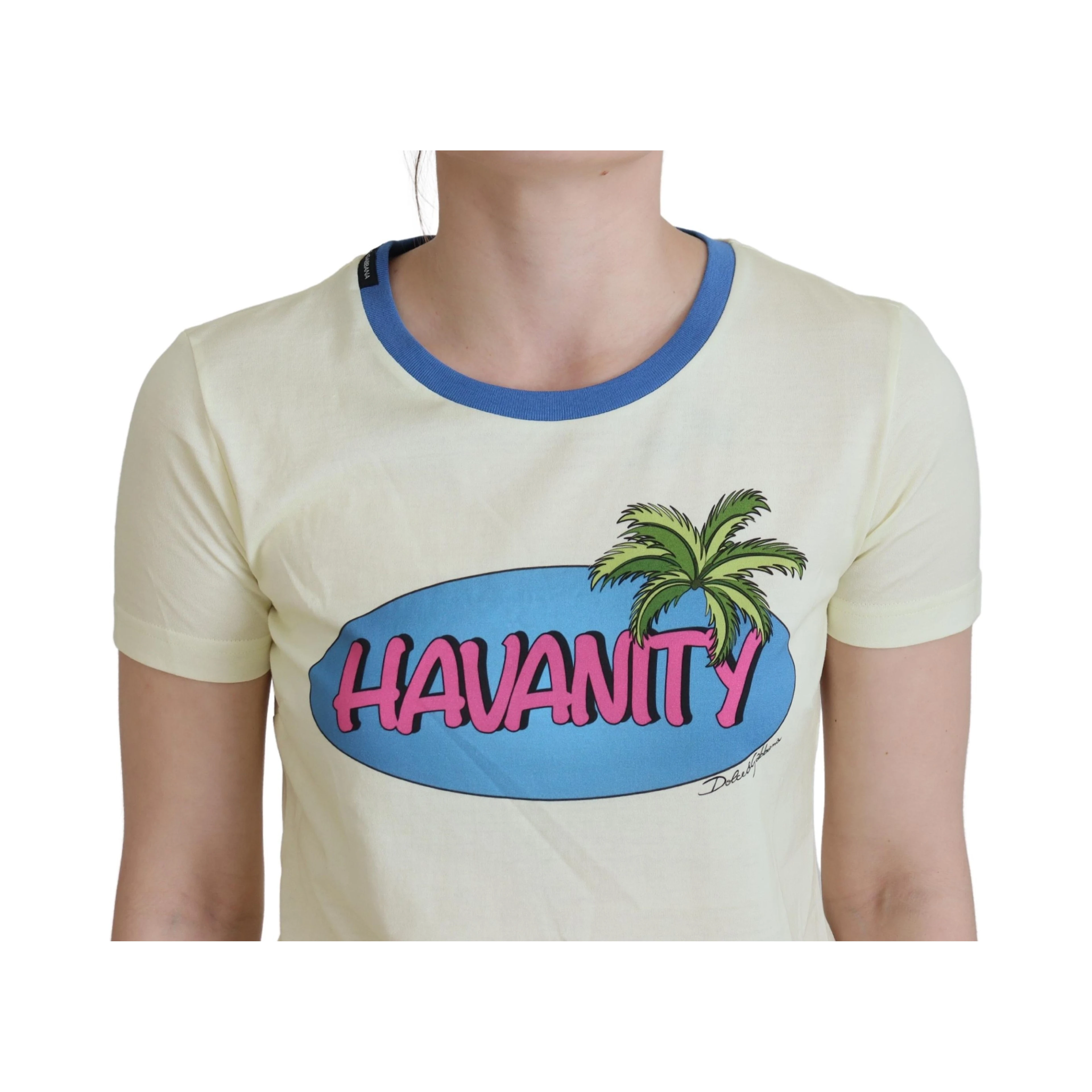 Yellow Havanity Round Neck Tee Cotton T-shirt