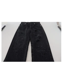Black Cotton Tattered High Waist Denim Jeans