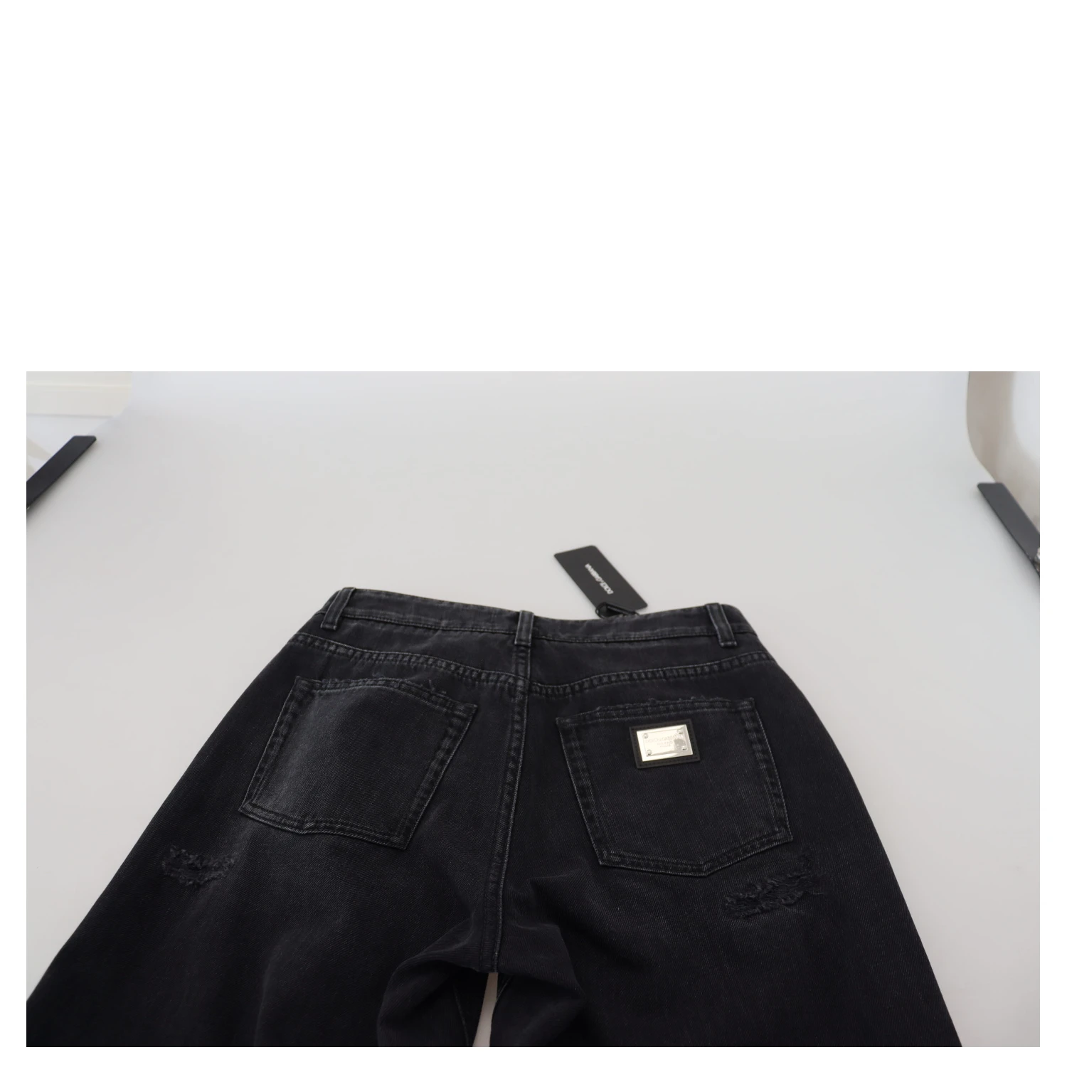 Black Cotton Tattered High Waist Denim Jeans