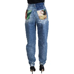 Blue Washed Cotton Tattered Denim Jeans