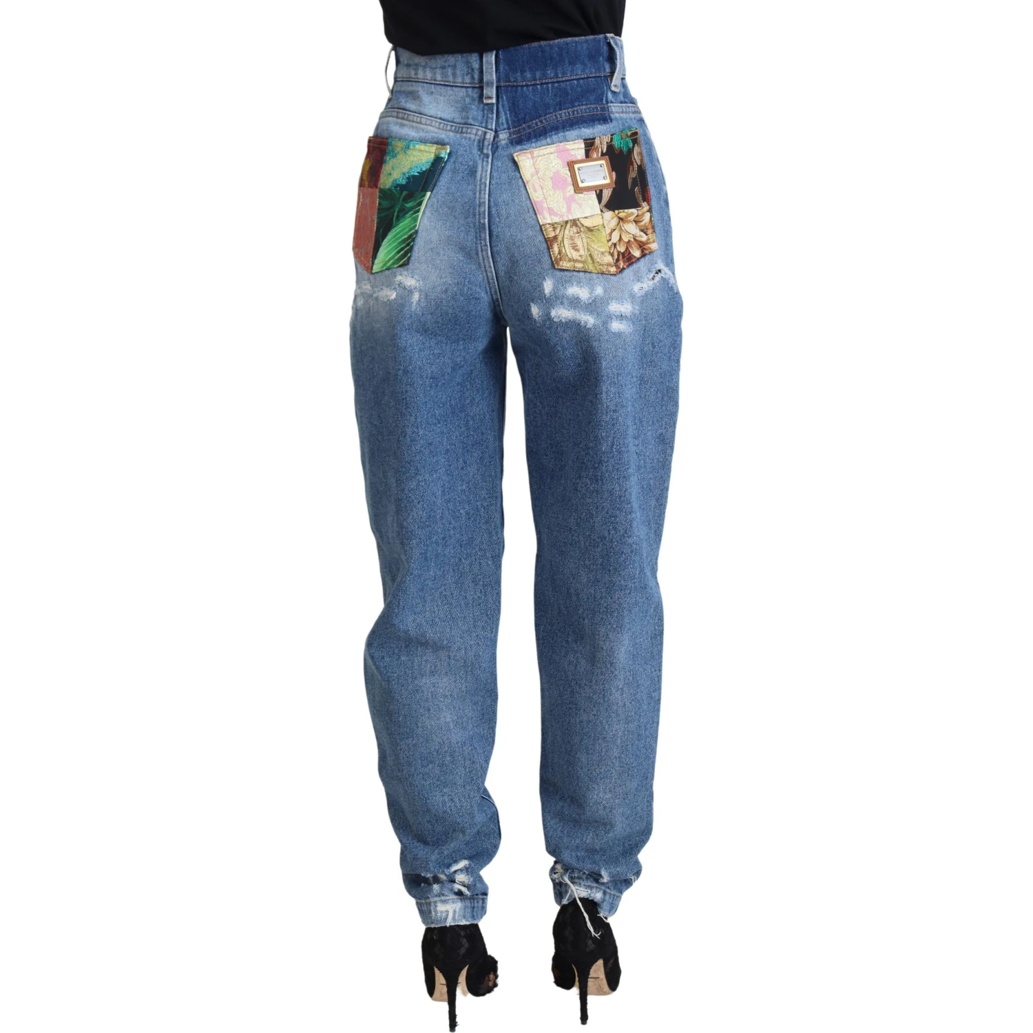Blue Washed Cotton Tattered Denim Jeans