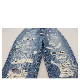 Blue Washed Cotton Tattered Denim Jeans
