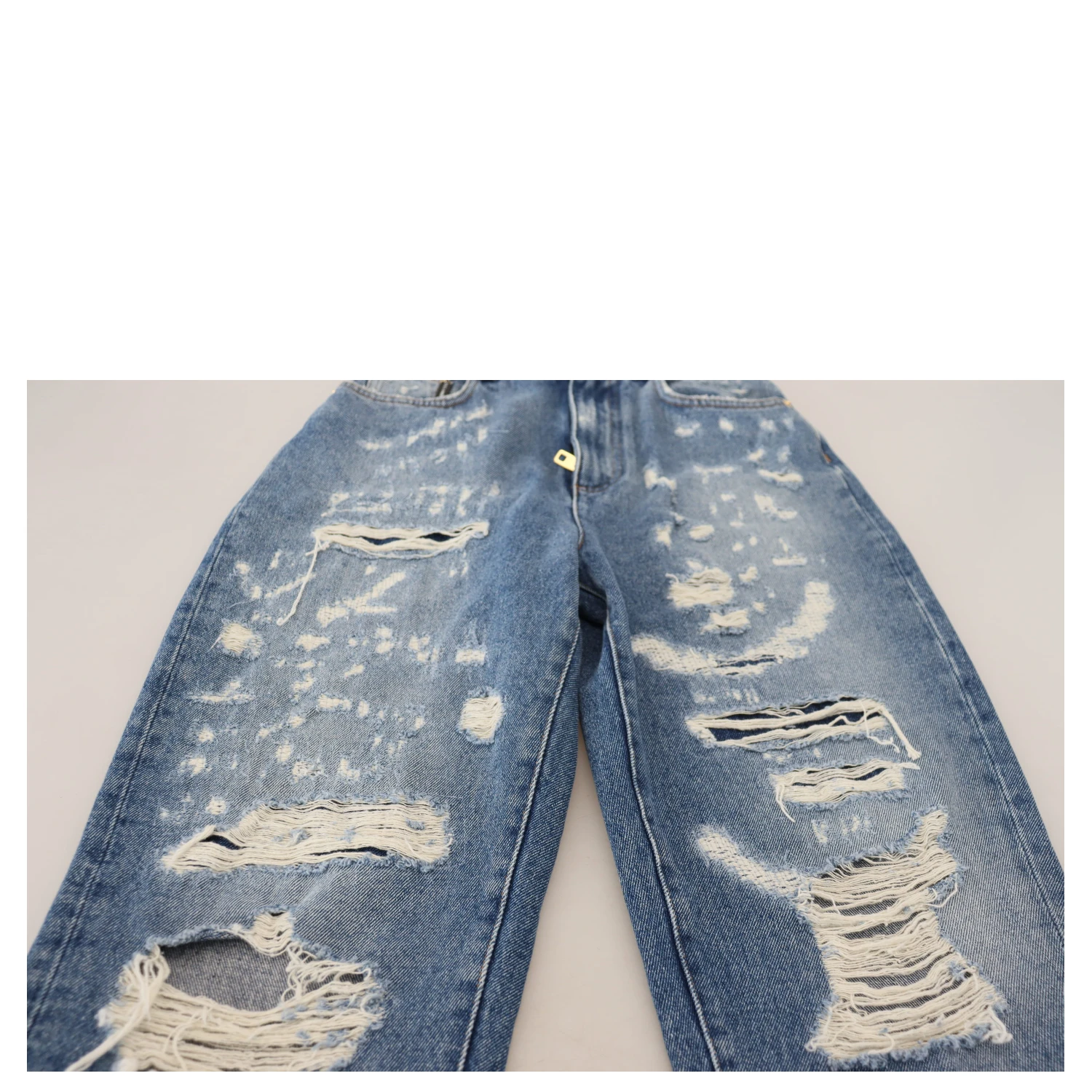 Blue Washed Cotton Tattered Denim Jeans