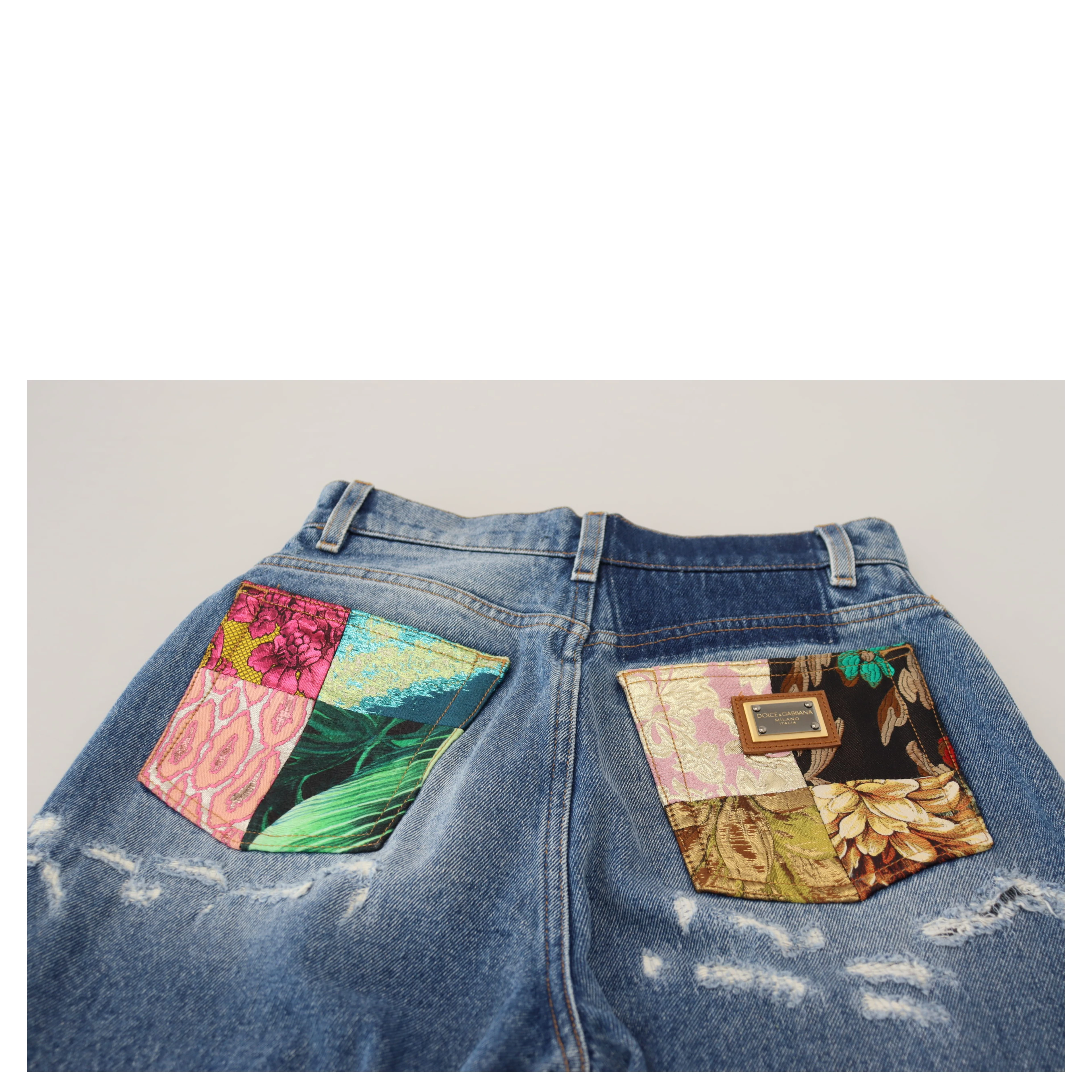 Blue Washed Cotton Tattered Denim Jeans