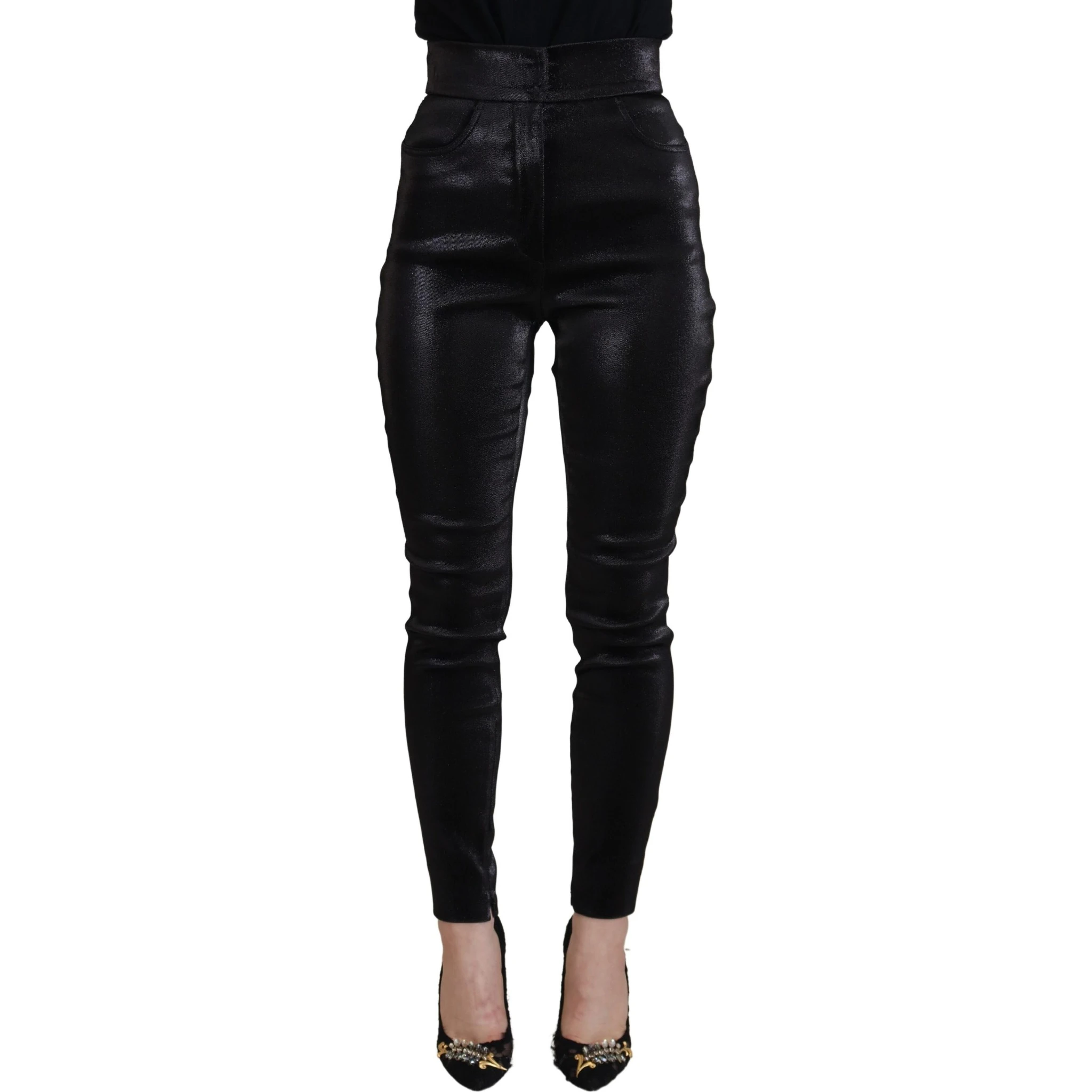Black Washed Cotton Skinny Denim Jeans