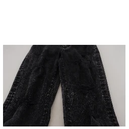 Black Washed Cotton High Waist Denim Jeans