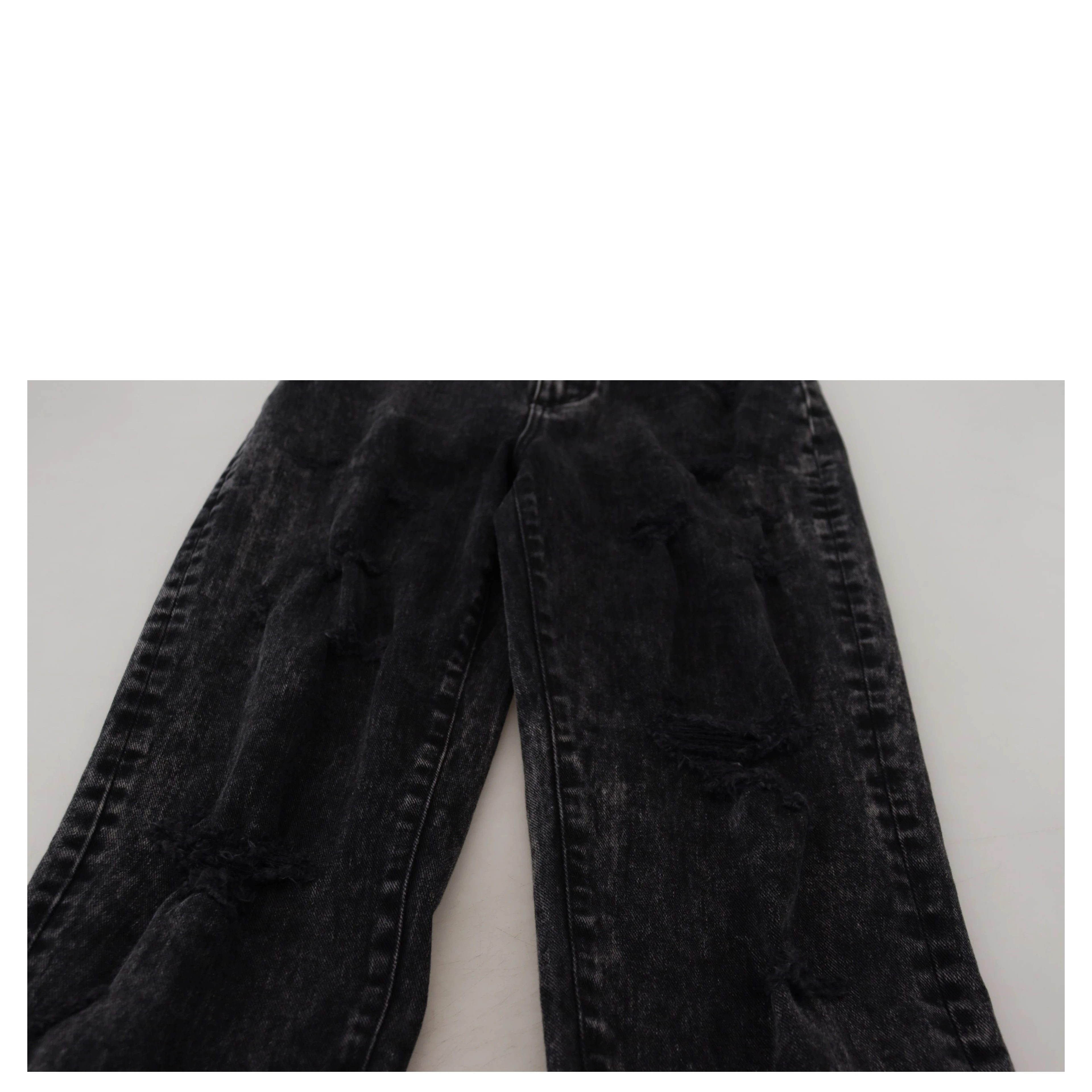 Black Washed Cotton High Waist Denim Jeans