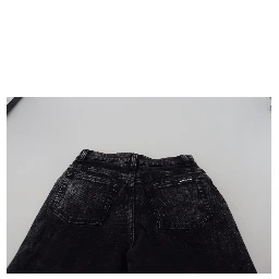 Black Washed Cotton High Waist Denim Jeans