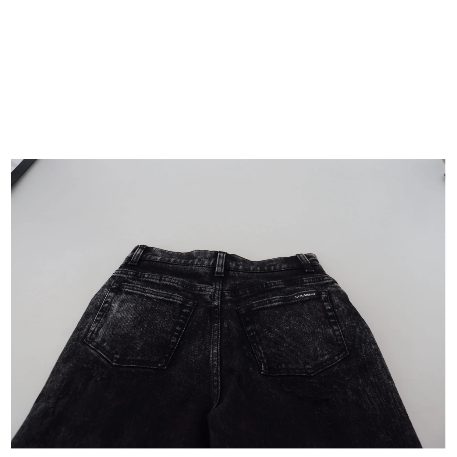 Black Washed Cotton High Waist Denim Jeans
