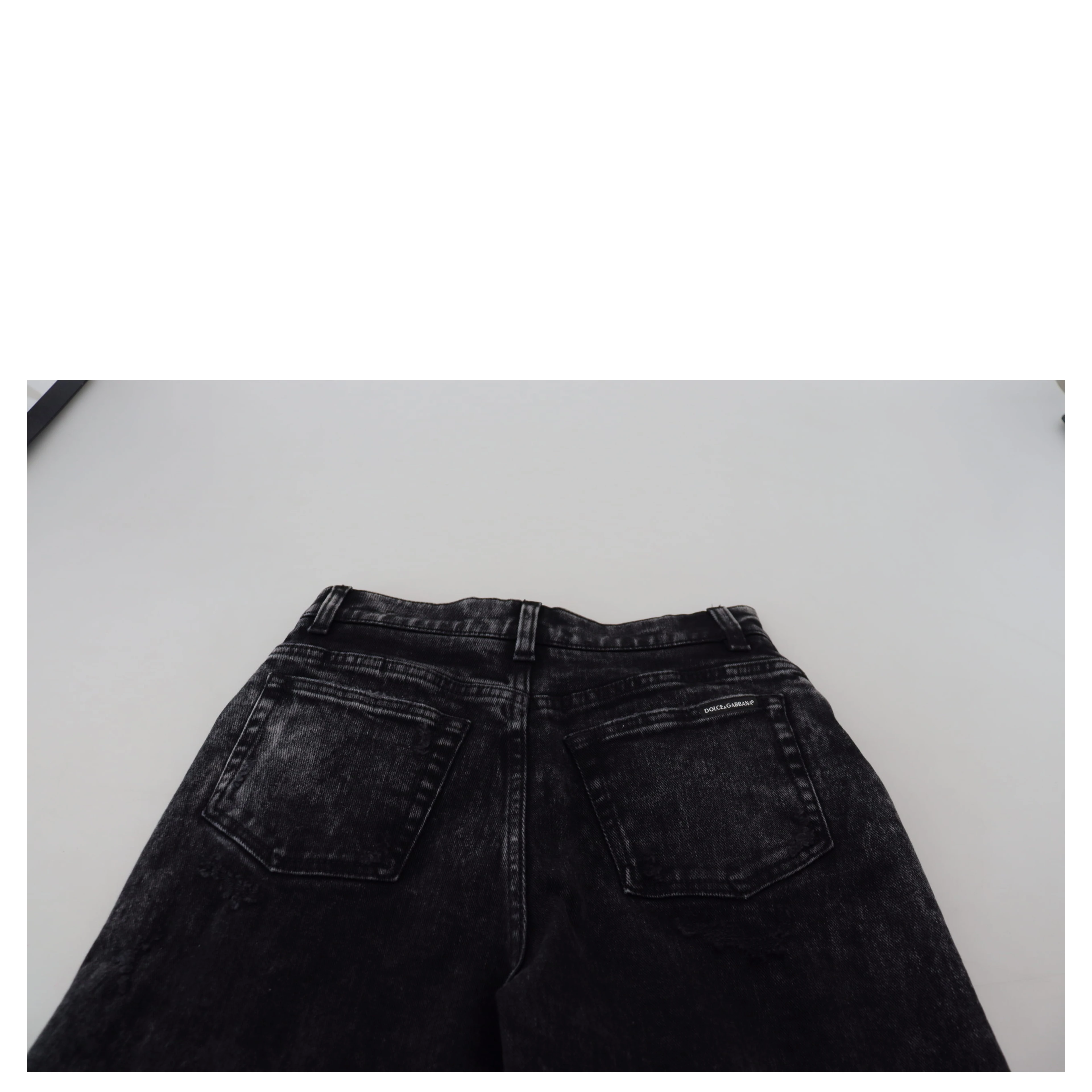 Black Washed Cotton High Waist Denim Jeans