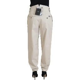 Beige Cotton Women Cargo Pants