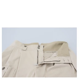 Beige Cotton Women Cargo Pants