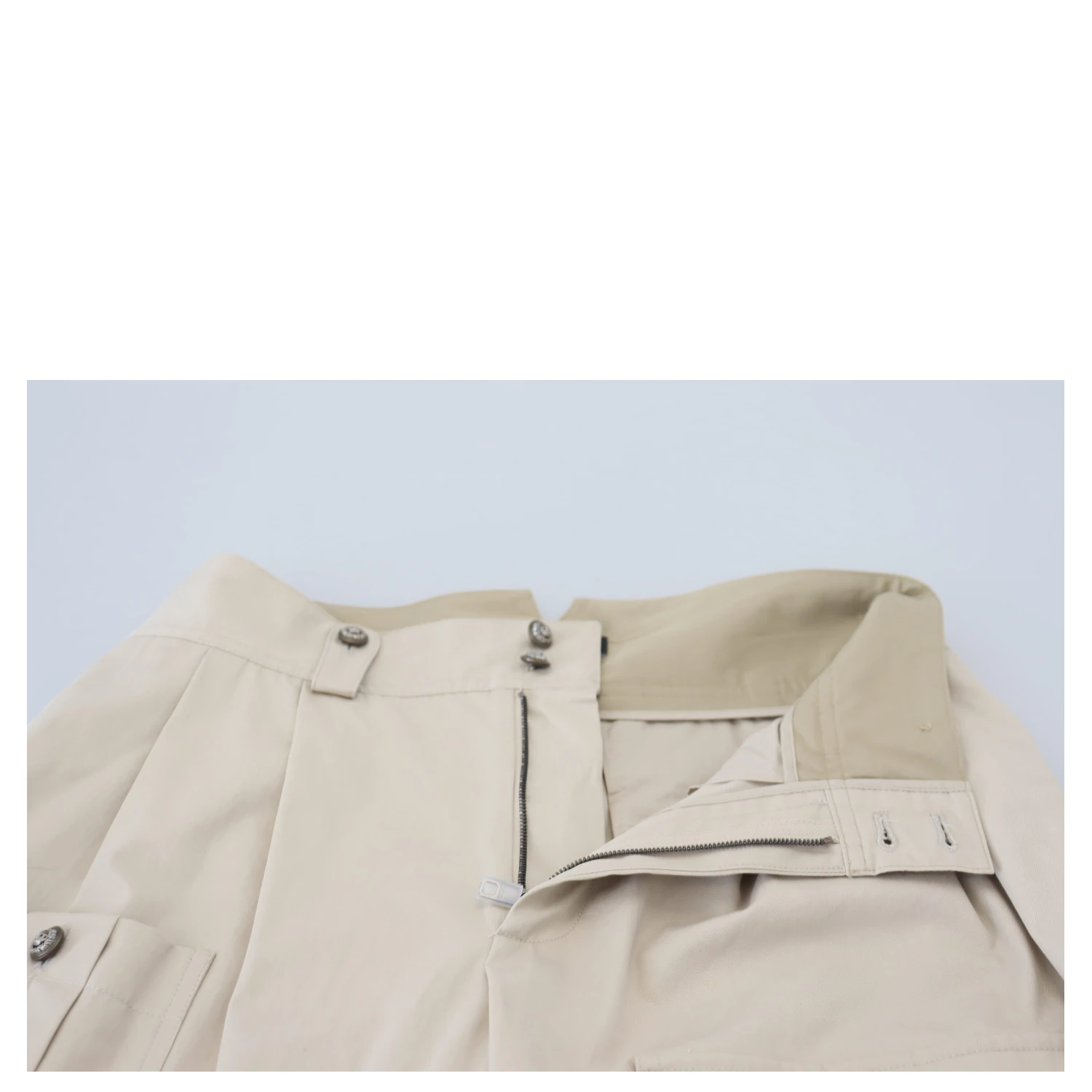 Beige Cotton Women Cargo Pants
