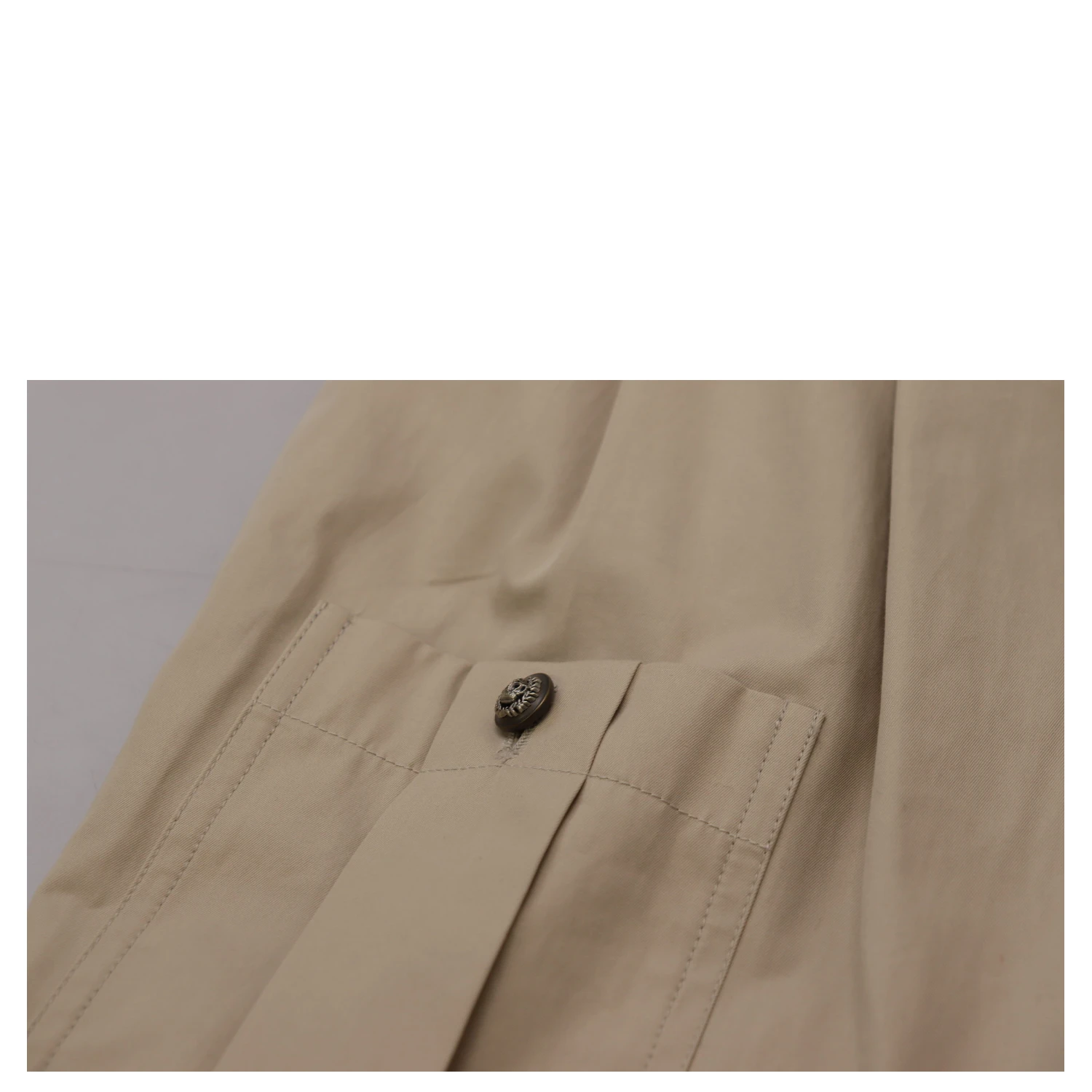 Beige Cotton Women Cargo Pants