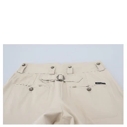 Beige Cotton Women Cargo Pants