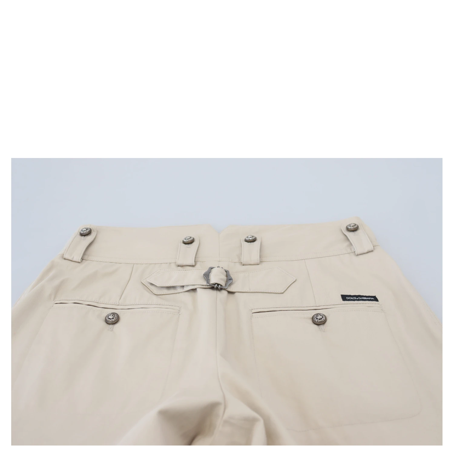 Beige Cotton Women Cargo Pants