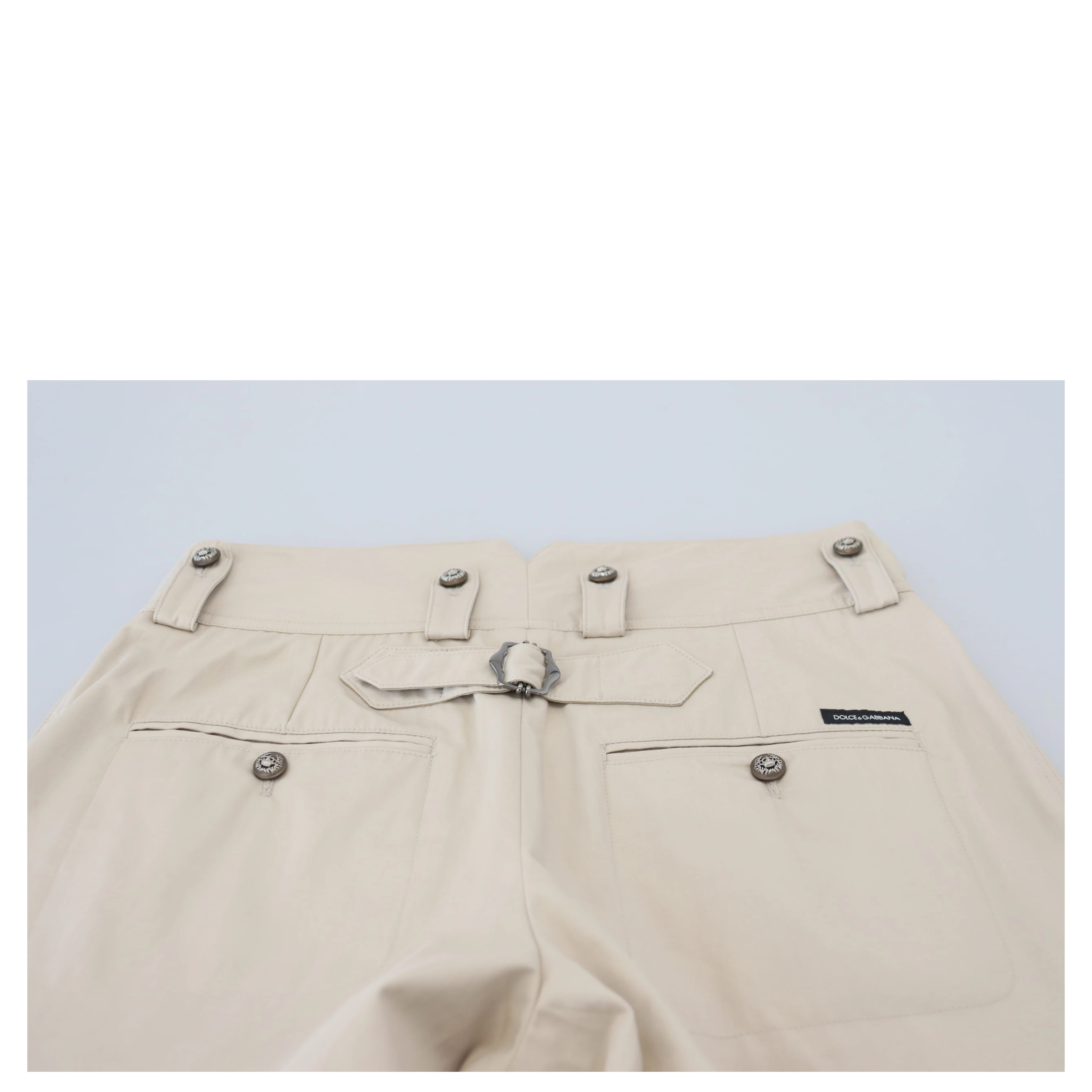 Beige Cotton Women Cargo Pants