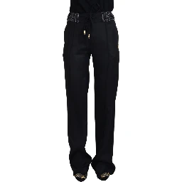 Black Straight Fit Cotton Pants