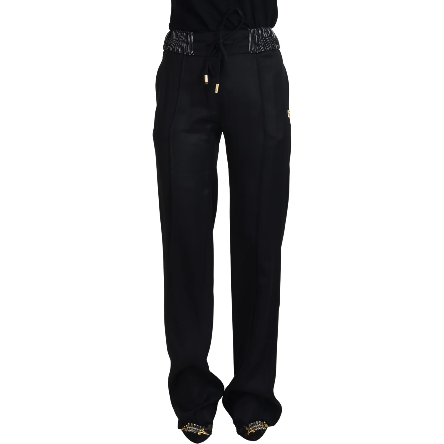 Black Straight Fit Cotton Pants