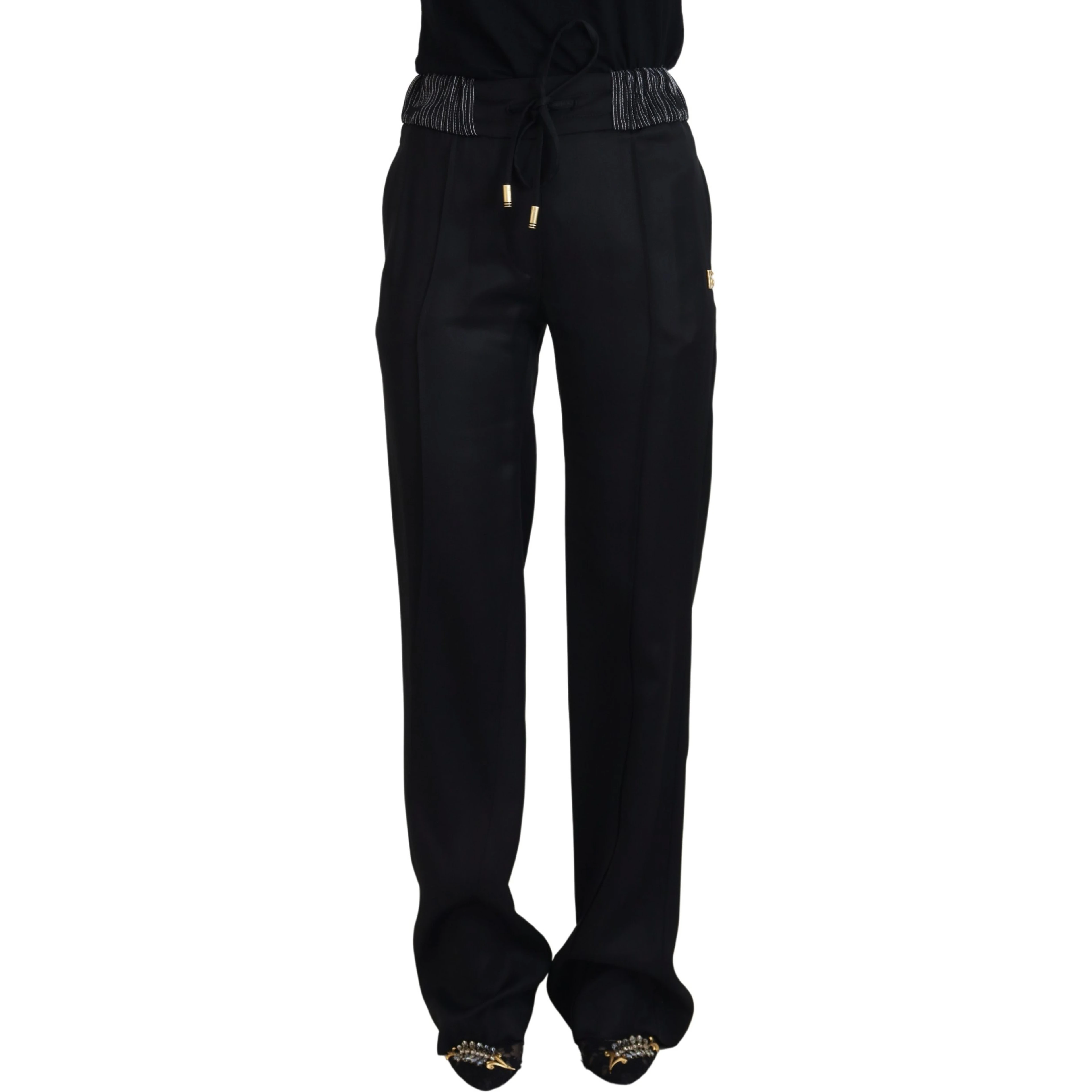 Black Straight Fit Cotton Pants